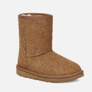UGG CLASSIC II Wool GRAPHIC RAINBOW STITCH CHESTNUT BOOTS YOUTH SZ 3